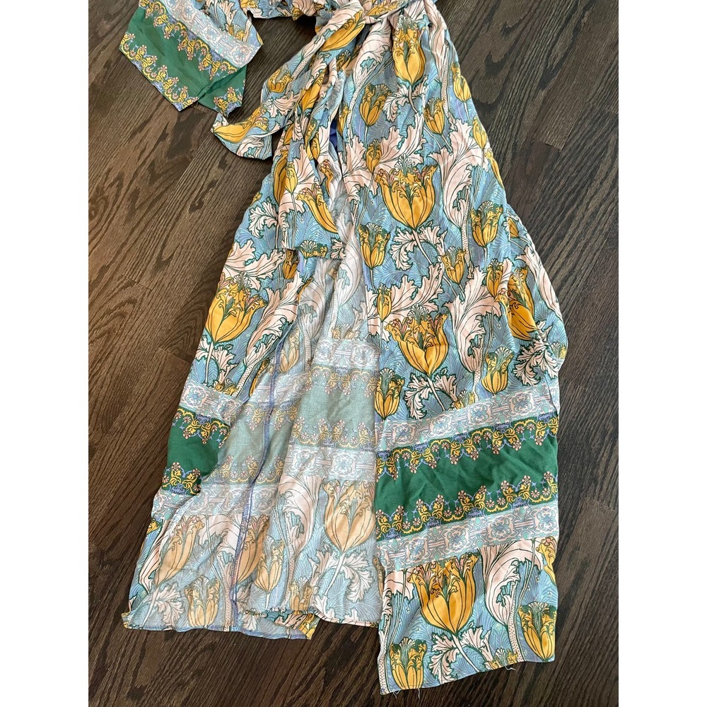 Free People Pardon My French Maxi Wrap Green Patterned Dress XS - Picture 6 of 7